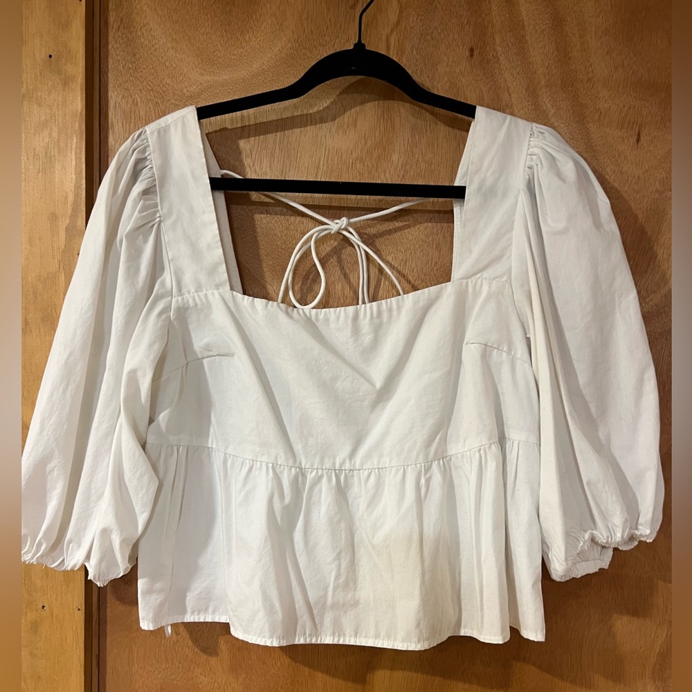 Abercrombie & Fitch White Blouse with Puff Sleeves